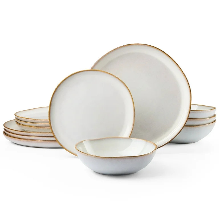 Vesteel Dinnerware Set, 12 Pieces Premium Stoneware Plates and Bowls Set for 4, Handmade Reactive... | Walmart (US)