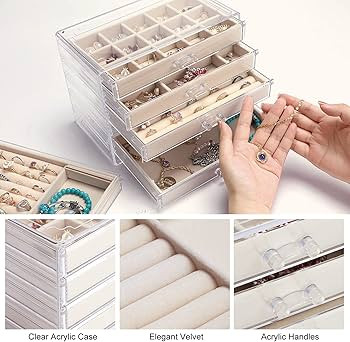 Jenseits Jewelry Organizer Box with 5 Drawers, 5-Layer Largre Capacity Clear Acrylic Jewelry Box ... | Amazon (US)