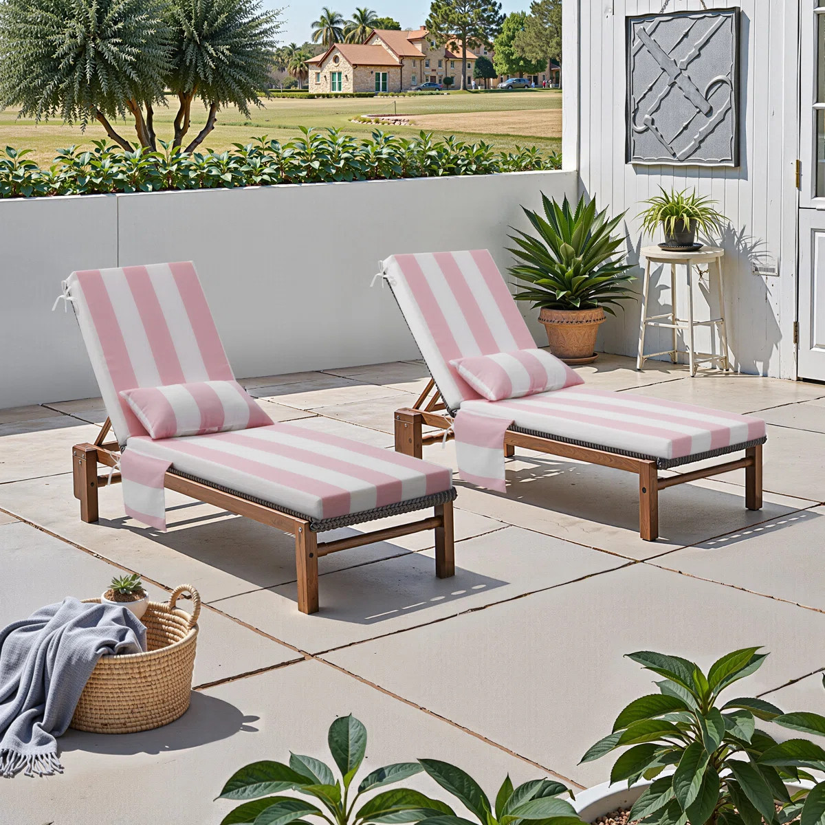 Outdoor Chaise Lounge Cushion with Pocket and Pillow | Wayfair North America