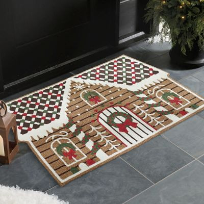 Gingerbread House Hooked Door Mat | Grandin Road | Grandin Road