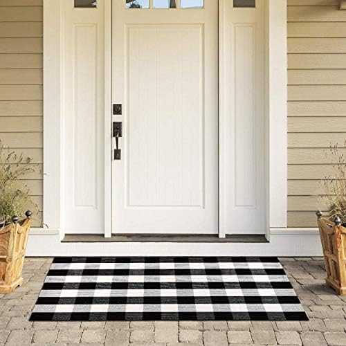 Buffalo Check Rug Black/White Plaid Rugs Cotton Washable Hand-Woven Outdoor Rugs for Layered Welc... | Amazon (US)
