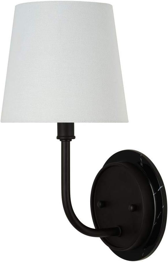 Amazon Brand – Stone & Beam Contemporary Single-Light Black Marble Wall Sconce with Linen Shade... | Amazon (CA)