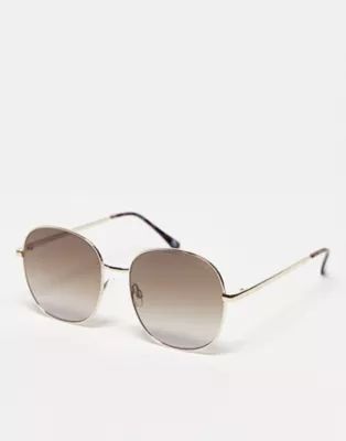 AIRE atria oversized round sunglasses in gold | ASOS (Global)