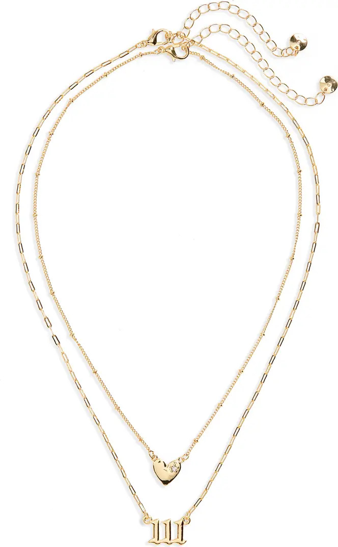 Angel Number & Heart Pendant Set of 2 Necklaces | Nordstrom