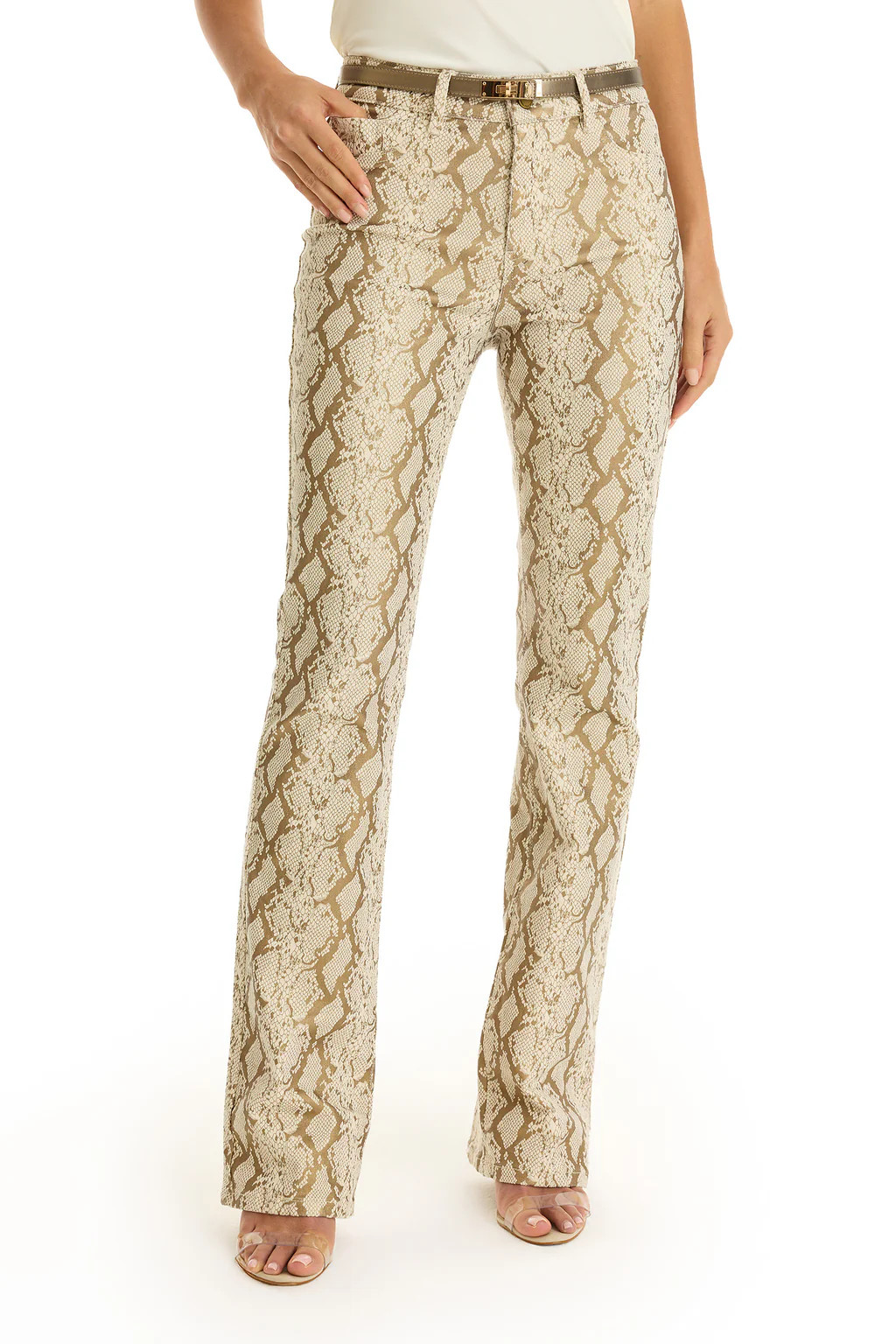 Aria Flare Jean - Gold Python | The Noli Shop