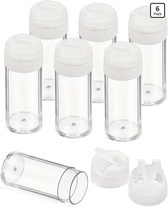 6 Pieces Mini Empty Loose Powder Bottle 15g Double Flap Clear Plastic Travel Jars With Hole for B... | Amazon (US)