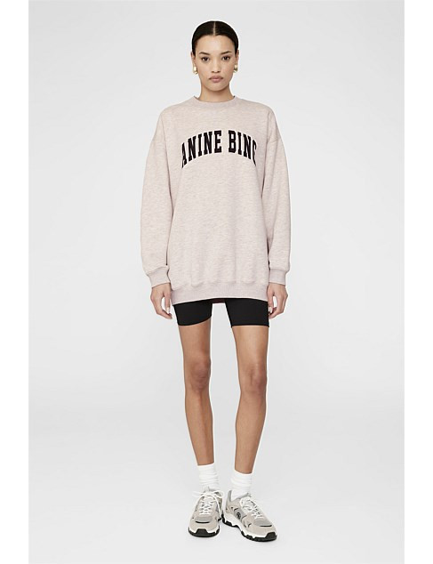 Anine Bing Tyler Oversized Sweatshirt Oat Melange | David Jones | David Jones (Australia & New Zealand)