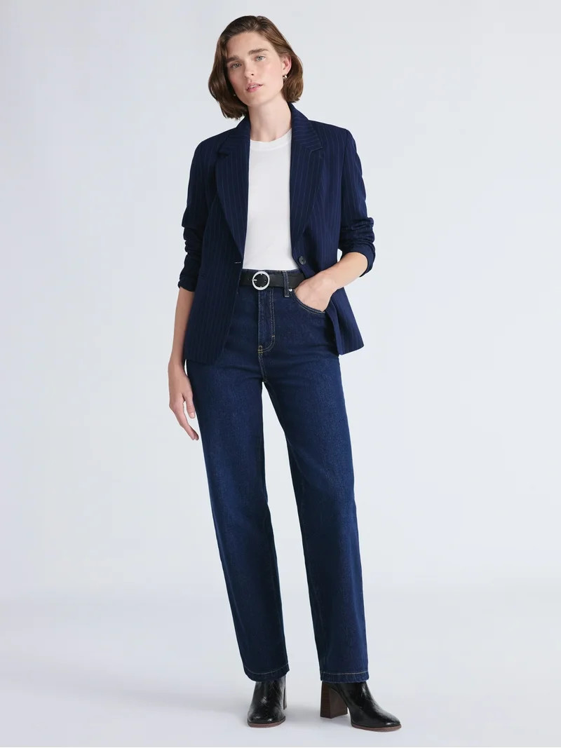 Free Assembly Women's and Women's Plus High Rise Straight Jeans, 30" Inseam, Sizes 0-26W | Walmart (US)