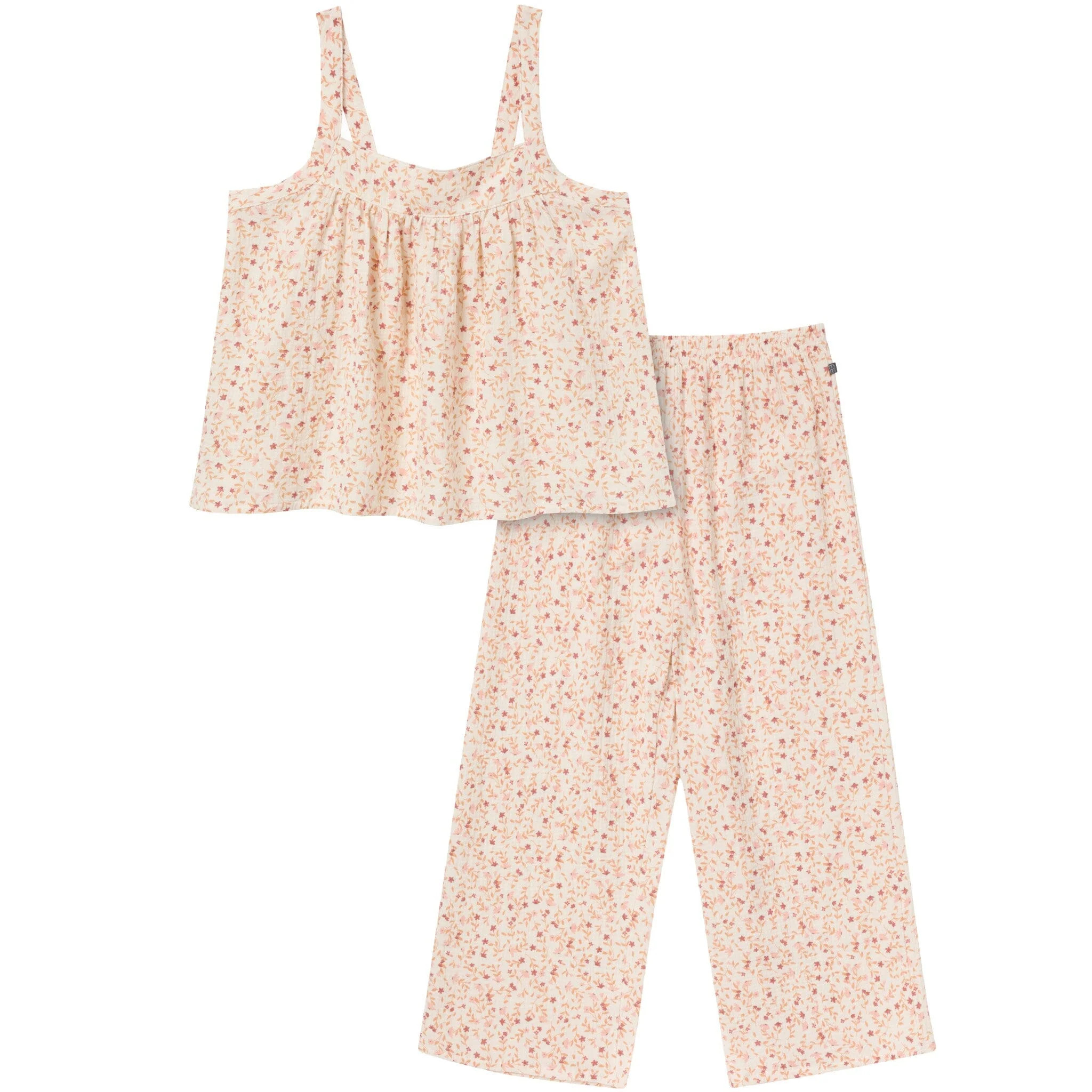 2-Piece Womens Beige Vine Floral Cropped Pants Set | Gerber Childrenswear