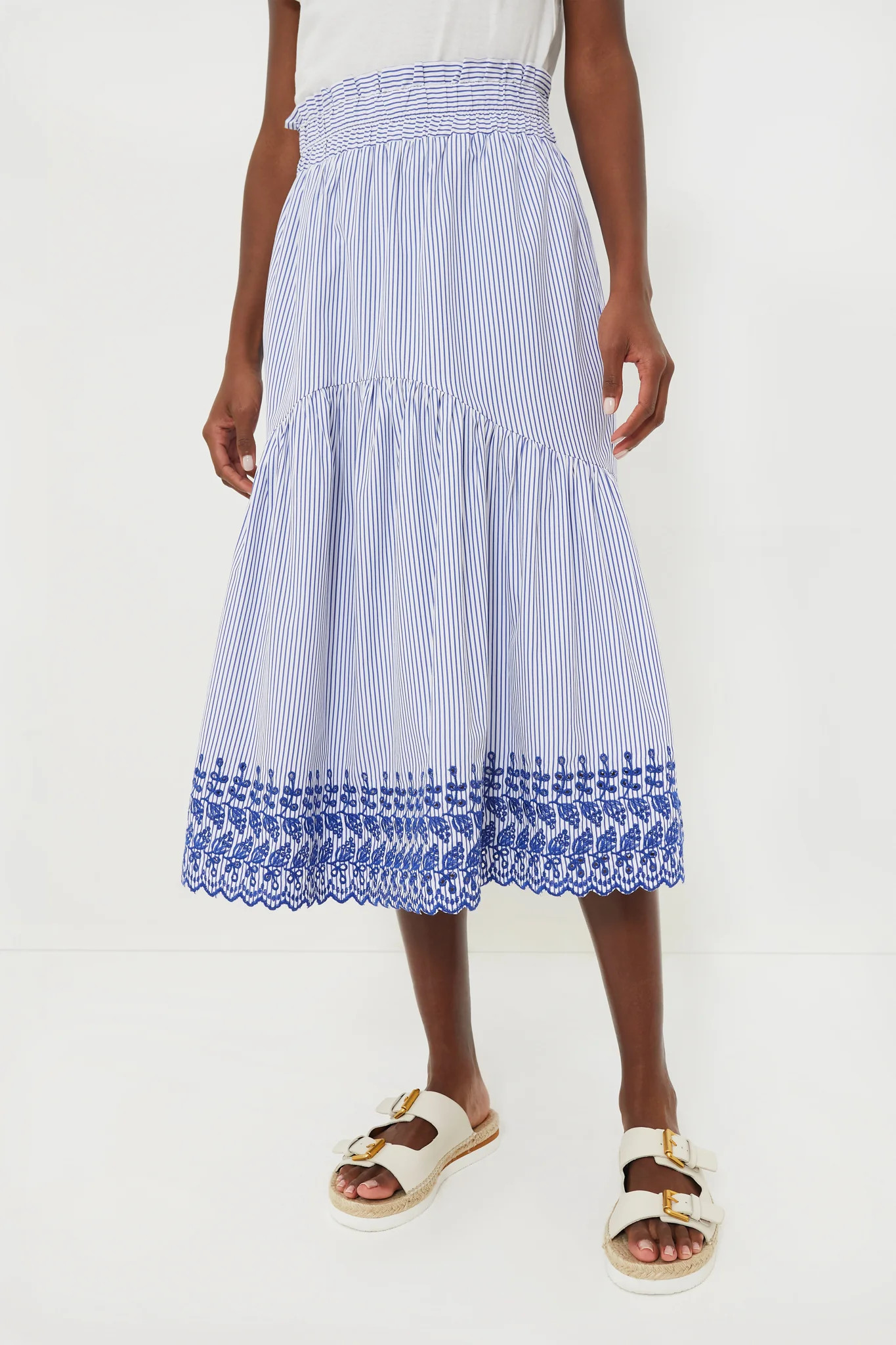 Blue Stripe Eyelet Cinzia Skirt | Tuckernuck (US)