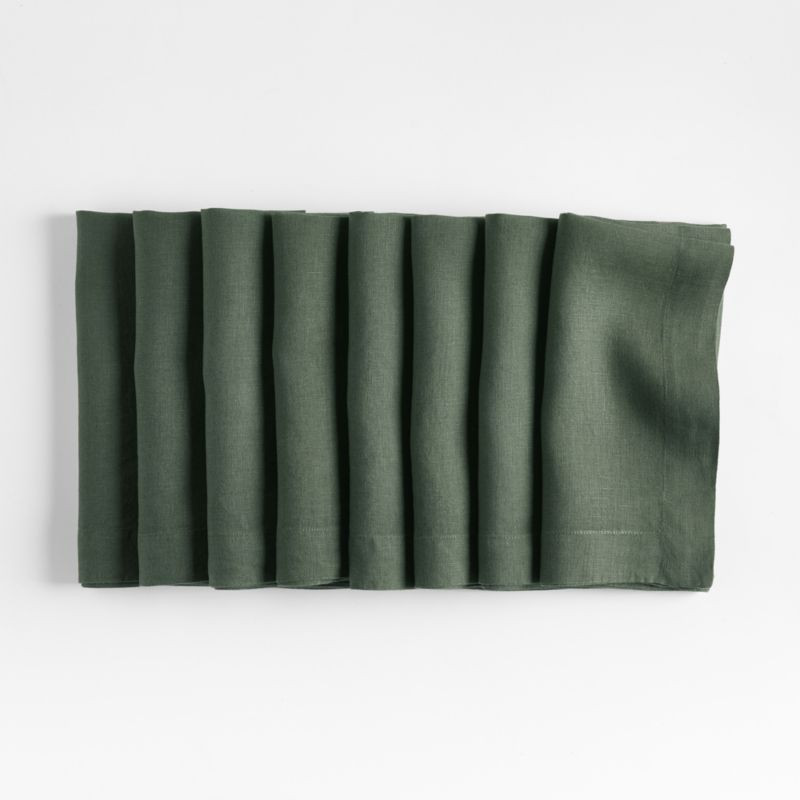 Marin Pine Green Linen Napkin, Set of 8 | Crate & Barrel | Crate & Barrel