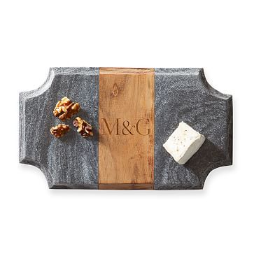 Wood and Marble Beveled Cheese Board | Mark and Graham | Mark and Graham