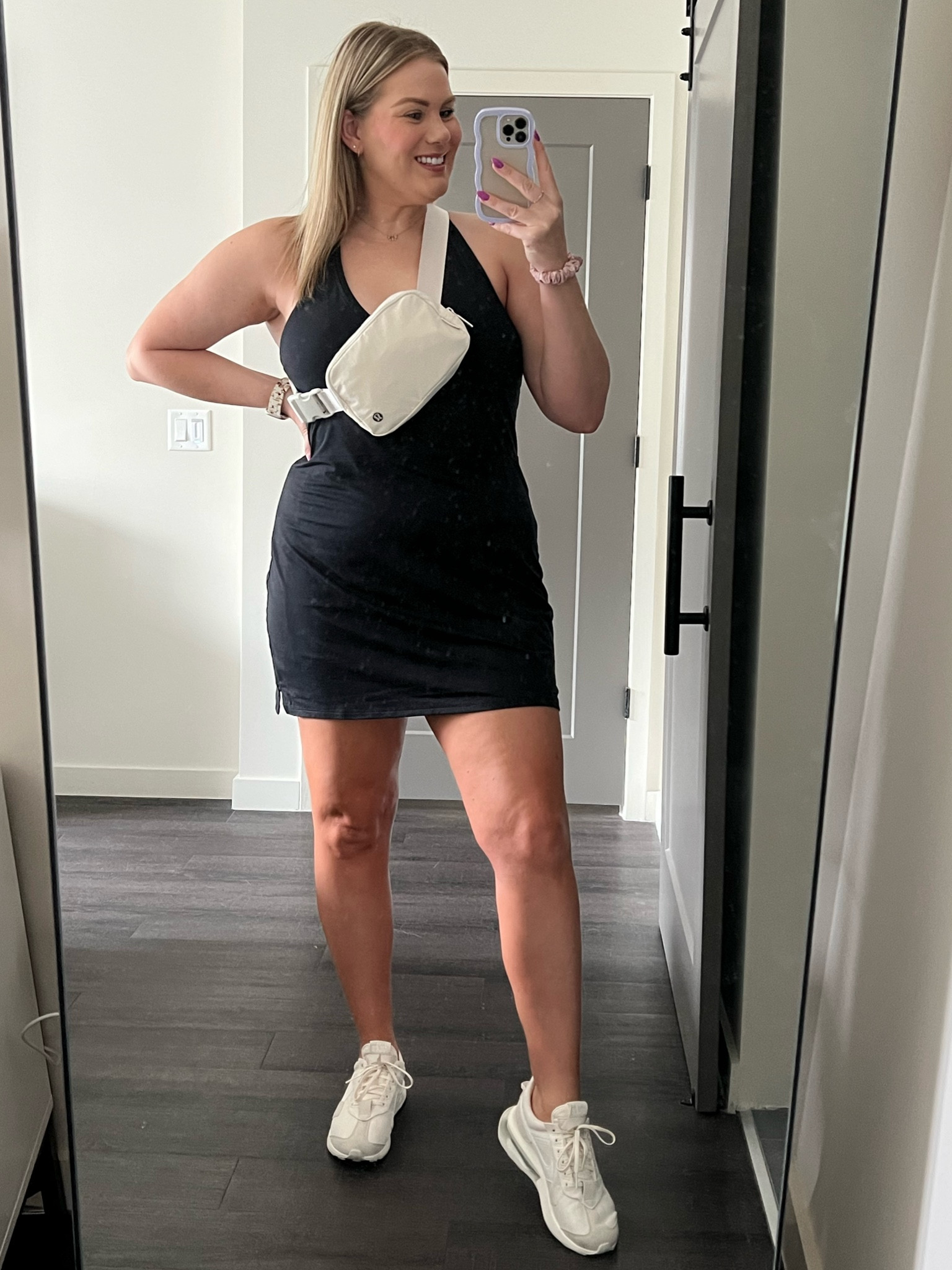 Athleisure look of the day. Target tennis dress, neutral nike sneakers, lululemon belt bag. 

#LTKFind #LTKstyletip #LTKsalealert