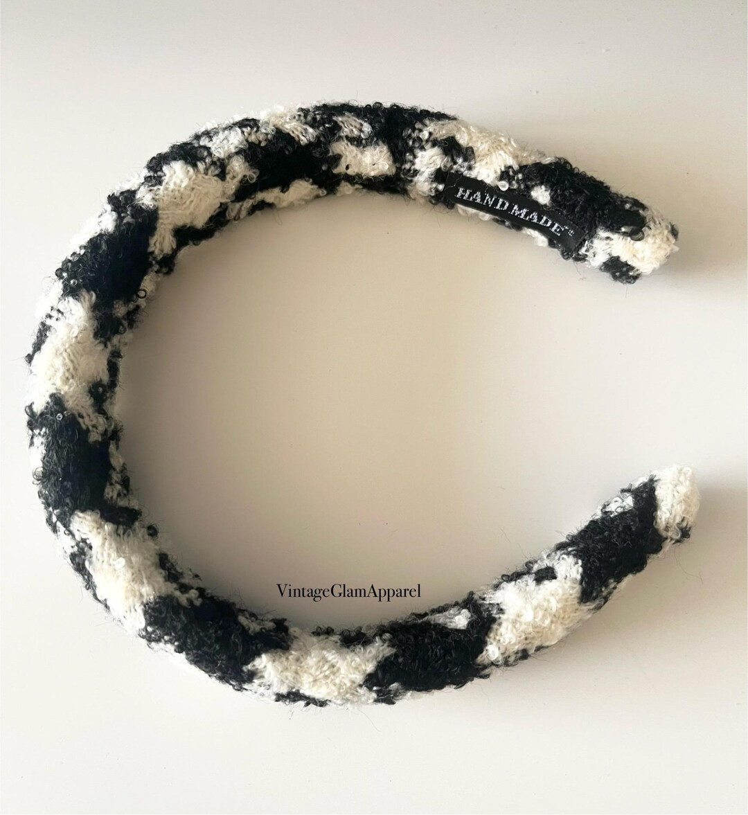 Fuzzy Houndstooth Headband 1.5 in Wide - Etsy | Etsy (US)