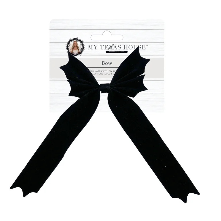 My Texas House 10" Black Velvet Halloween Small Bat Bow | Walmart (US)