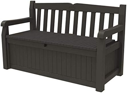 Keter Solana 70 Gallon Storage Bench Deck Box for Patio Furniture, Front Porch Decor and Outdoor Sea | Amazon (US)