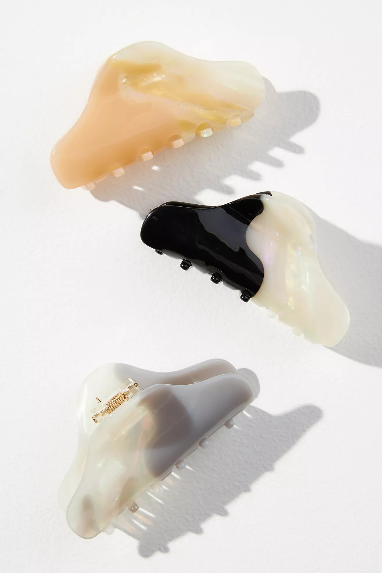 Resin Marble Claw Hair Clips, Set of 3 | Anthropologie (US)