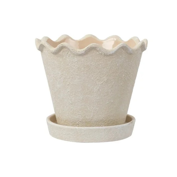 My Texas House Wave Ceramic Planter Pot, Cream, 8 inch | Walmart (US)