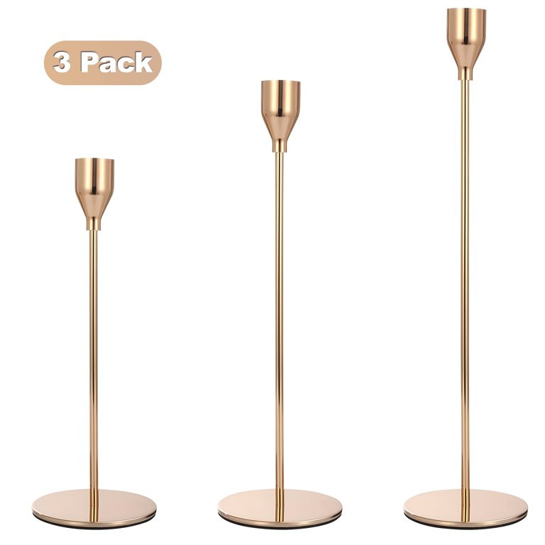Aovky Candle Holder Set of 3, Metal Gold Taper Candle Holders Decorative Candlestick Holders for ... | Walmart (US)