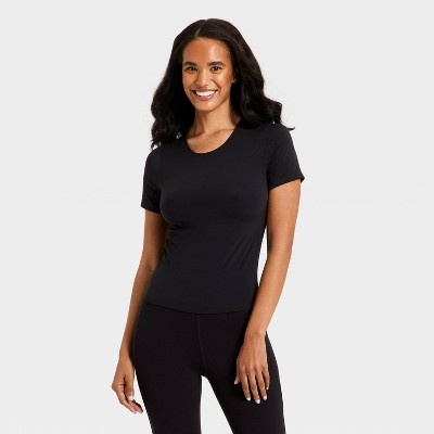 Women's Everyday Soft Cropped Short Sleeve T-Shirt - All In Motion™ Black S | Target