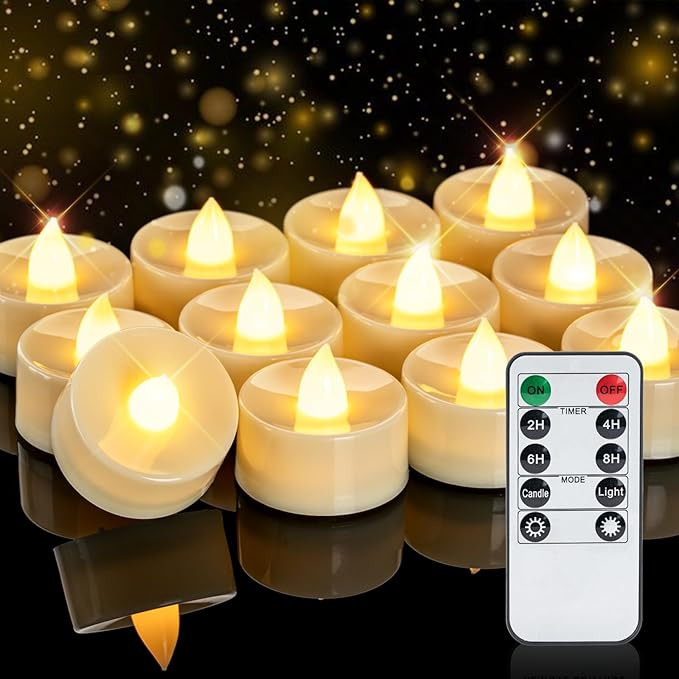 Homemory 12pcs Remote Candles, Timer Candles, 400+Hours Flickering Flameless Battery Operated LED... | Amazon (US)