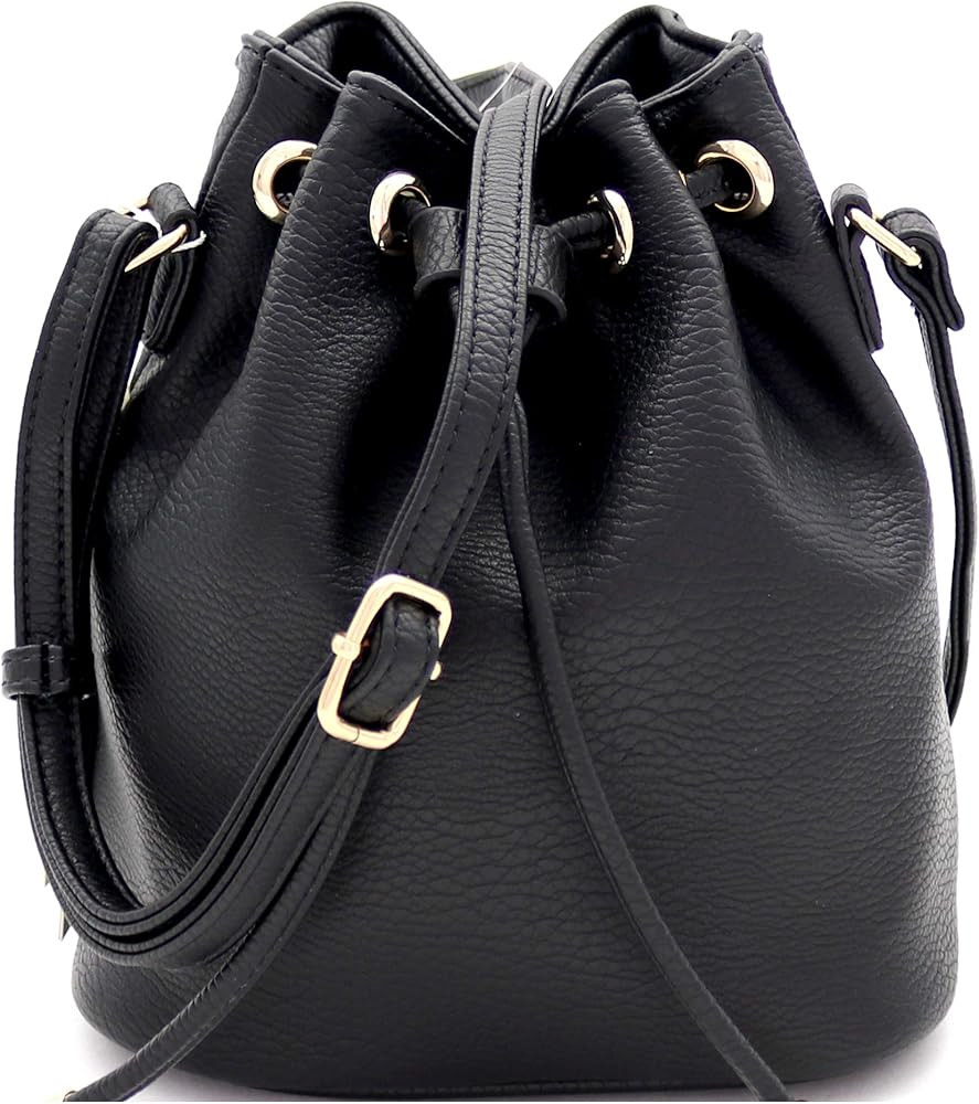 Trendeology Casual Soft PU Leather Drawstring Small 2 Way Bucket Shoulder Bag Crossbody | Amazon (US)
