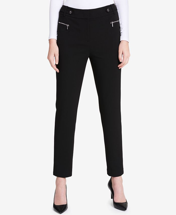 Calvin Klein Zip-Pocket Straight-Leg Pants & Reviews - Pants & Capris - Women - Macy's | Macys (US)