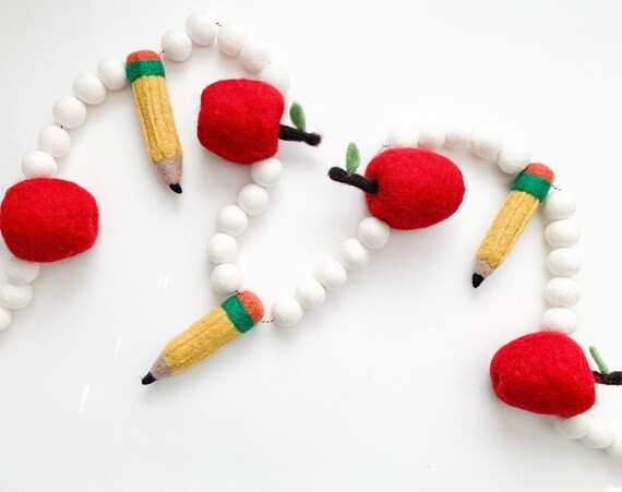 Back to School Felt Ball Garland Bunting Banner - Etsy | Etsy (US)