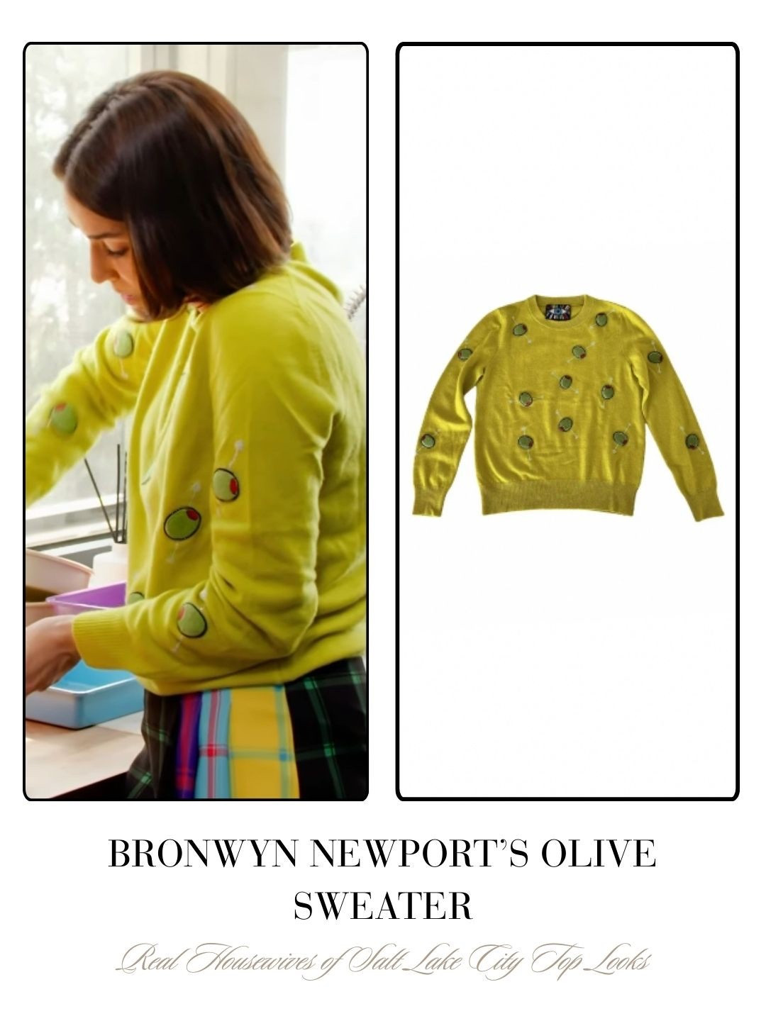Bronwyn Newport’s Olive Sweater Sold out by Libertine 