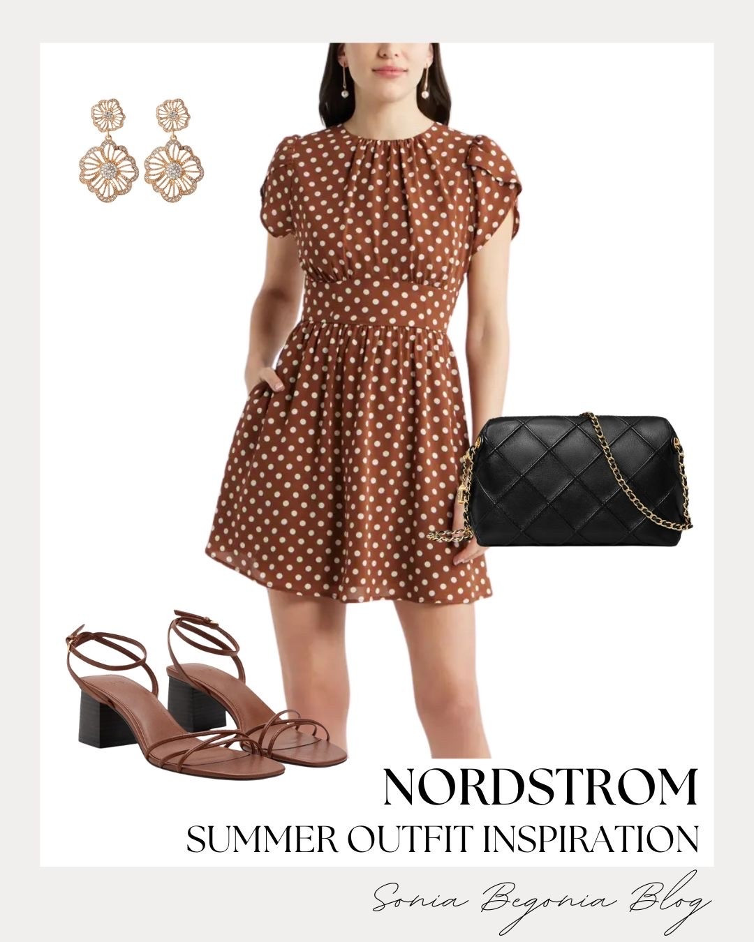 Serving major summer outfit inspiration from Nordstrom! I am absolutely loving this brown polka dot mini dress paired with strappy block heels, a quilted black crossbody bag, and gold statement earrings. 🤎✨

This look is effortlessly stylish, lightweight, and perfect for warm sunny days ahead.

#nordstromfinds #polkadot #summeroutfit #ltkvibe #casualchic

#LTKootd #LTKSeasonal