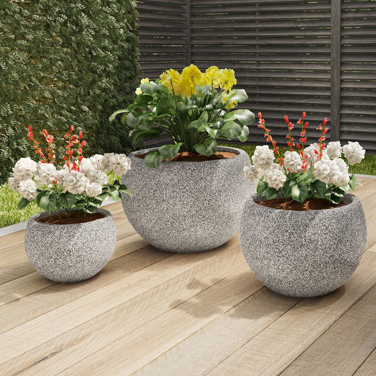 Fiber Clay Planters - 3-Piece Varying Height Textured Pot Set - Rounded Bottom and Drainage Holes... | Target