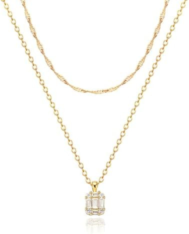 Zeffy Diamond Necklaces for Women, Dainty Gold Necklace 18k Gold Plated Layered Necklaces Simple ... | Amazon (US)