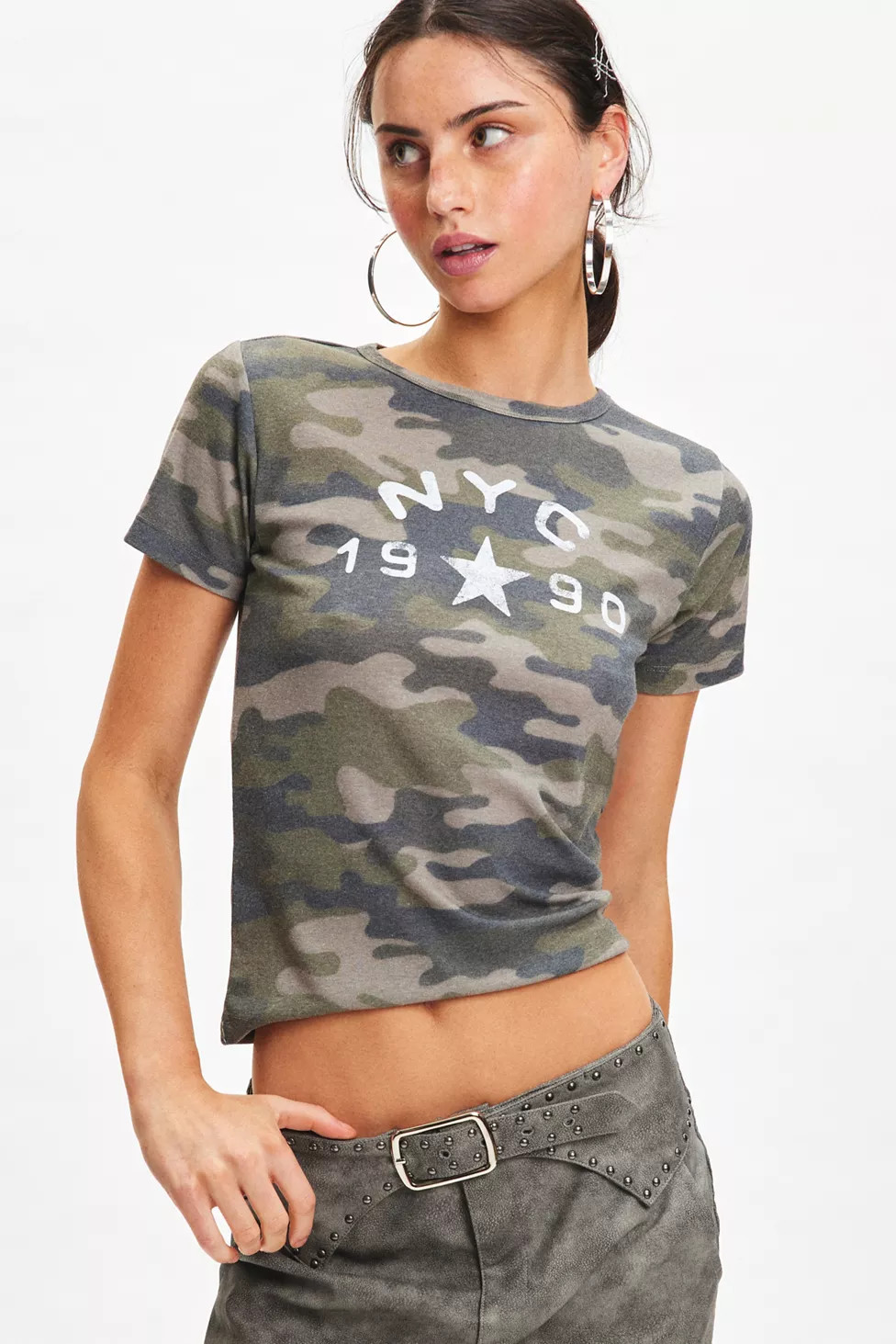 NYC 1990 Graphic Camo Baby Tee | Urban Outfitters (US and RoW)
