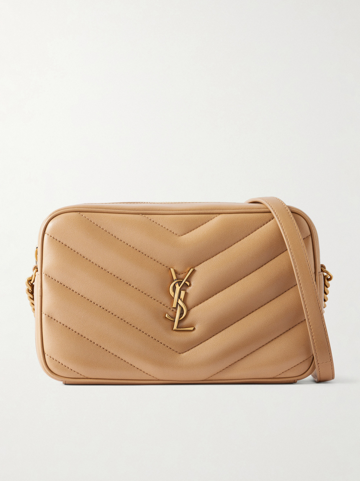 SAINT LAURENT - Loulou Quilted Textured-leather Shoulder Bag - Brown | NET-A-PORTER (US)
