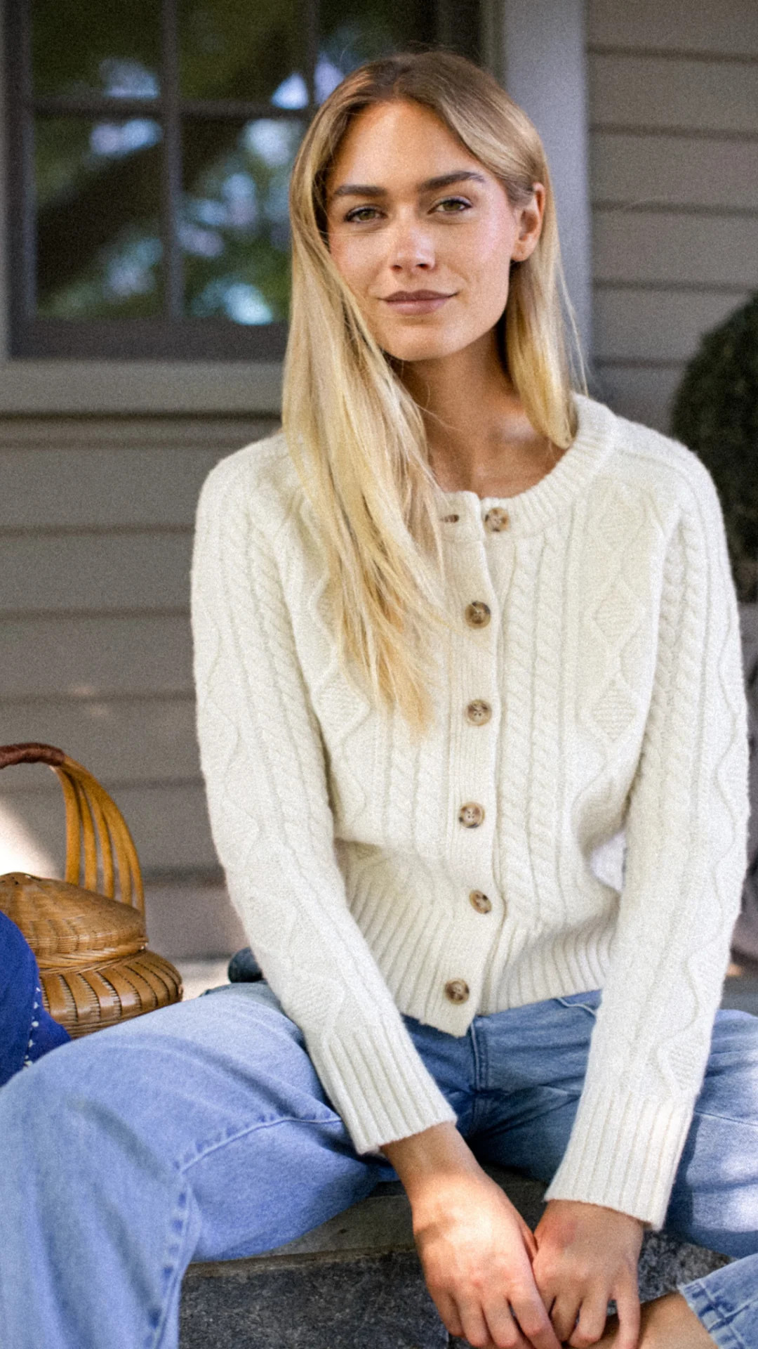 Francis Cable Knit Cardigan - Ivory | Marea