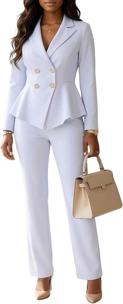 Ophestin Business 2 Piece Pant Suits for Women Double Breasted Blazer Set | Amazon (US)