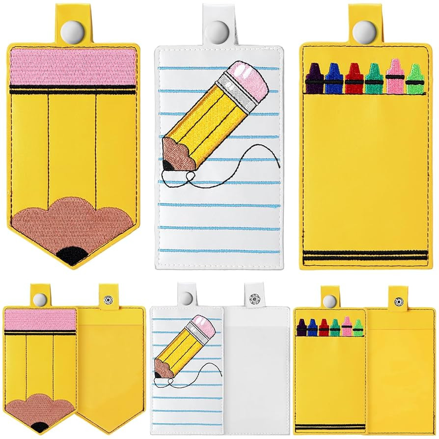 Geyoga 6 Pcs Teacher ID Badge Holder Cute Pencil Crayon Themed ID Card Holder Personalized Pencil... | Amazon (US)
