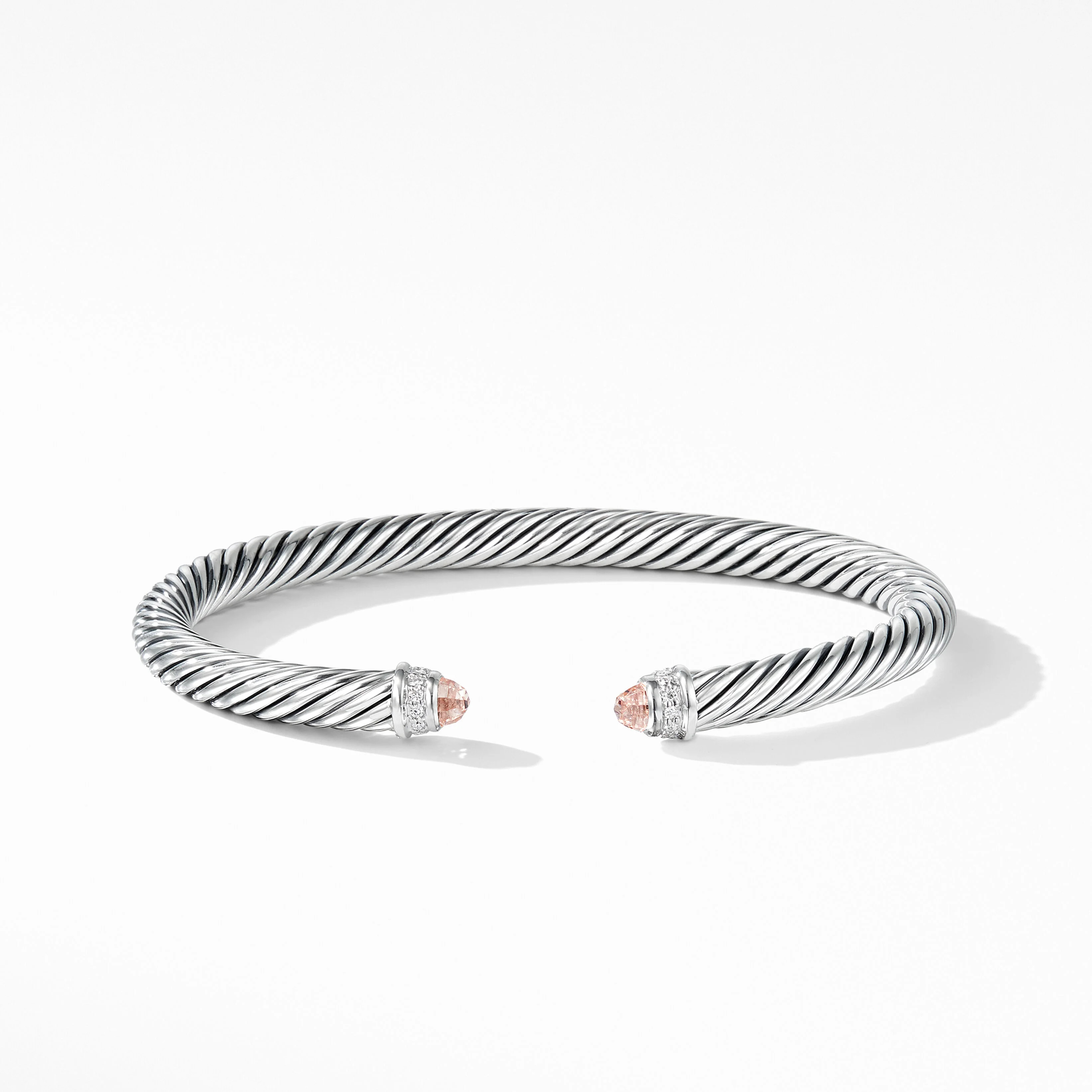 Cable Classics Bracelet in Sterling Silver with Morganite and Pavé Diamonds | David Yurman