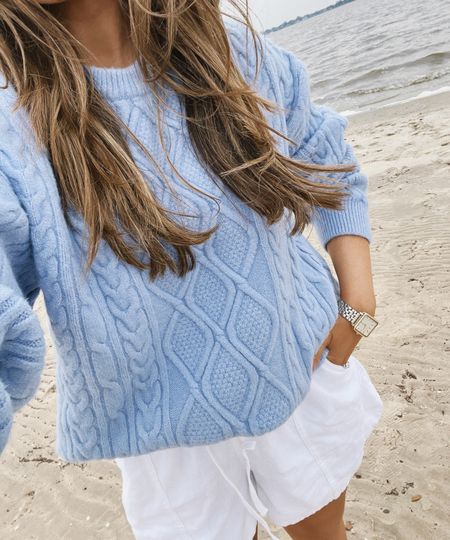 Blue sweater and white shorts / casual spring outfit / casual summer outfit / vacation style / beach vacation outfit / Amazon find

#LTKfindsunder100 #LTKfindsunder50