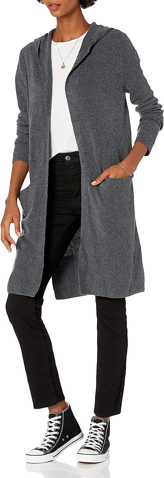 Goodthreads Women's Mid-Gauge Stretch Long-Sleeve Hooded Cardigan Sweater | Amazon (US)