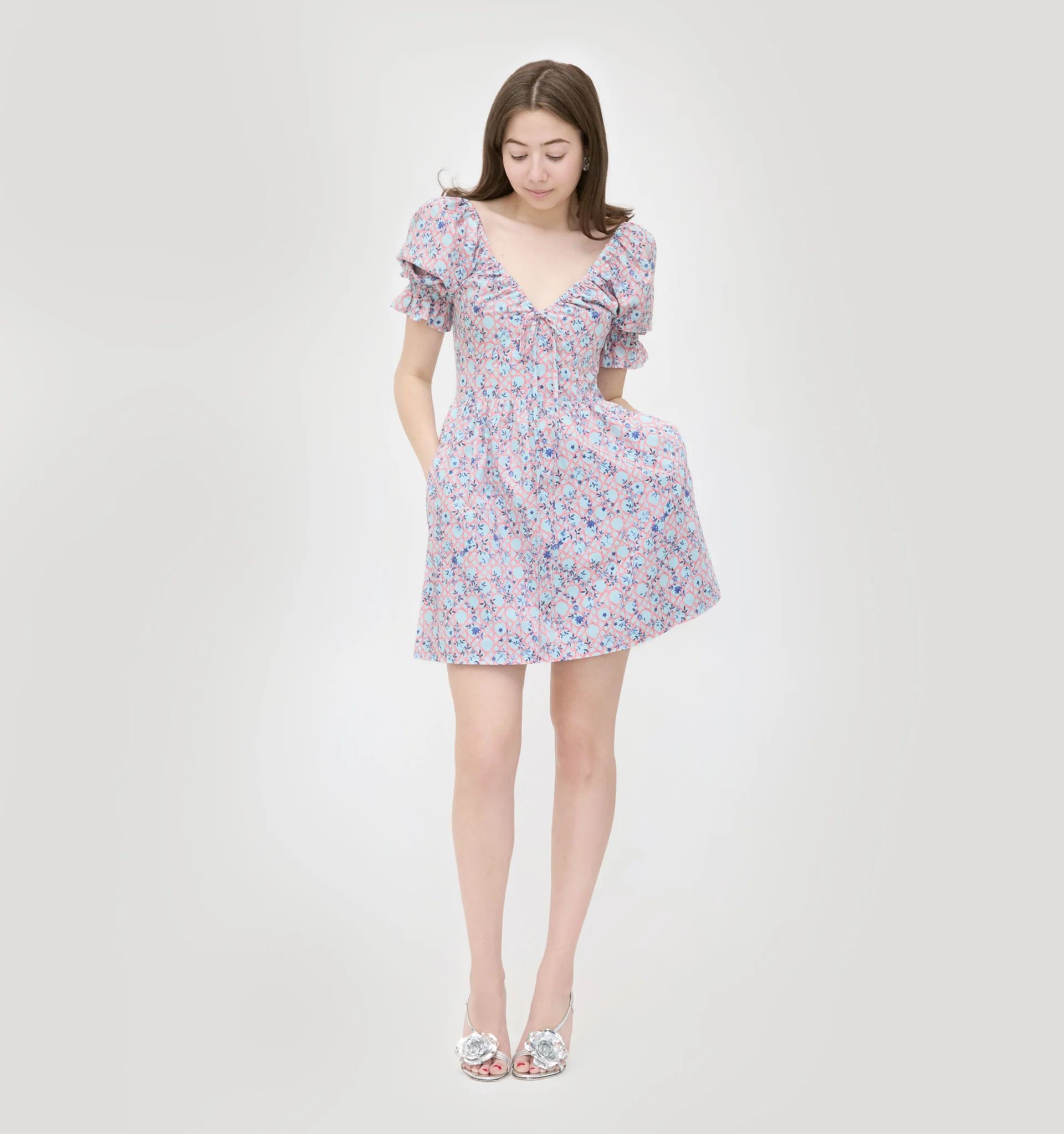 The Ophelia Mini Dress - Pink Basketweave Vine | Hill House Home