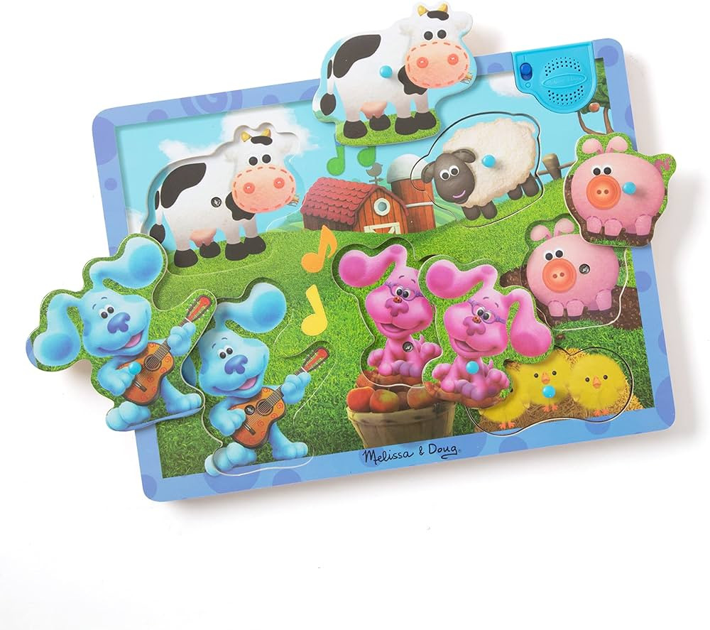 Melissa & Doug Blue's Clues & You! Wooden Sound Puzzle - Musical Farm (6 Pieces) | Amazon (US)