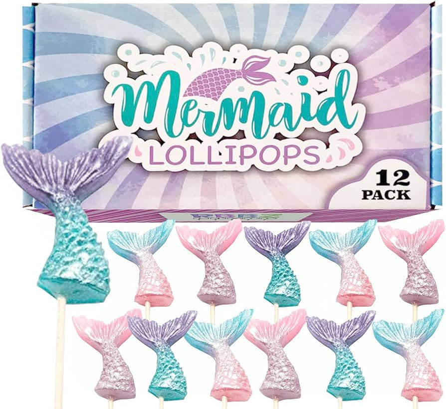 Mermaid Candy Lollipops - 12 Suckers Individually Wrapped - Great for Mermaid Party Favors - Good... | Amazon (US)