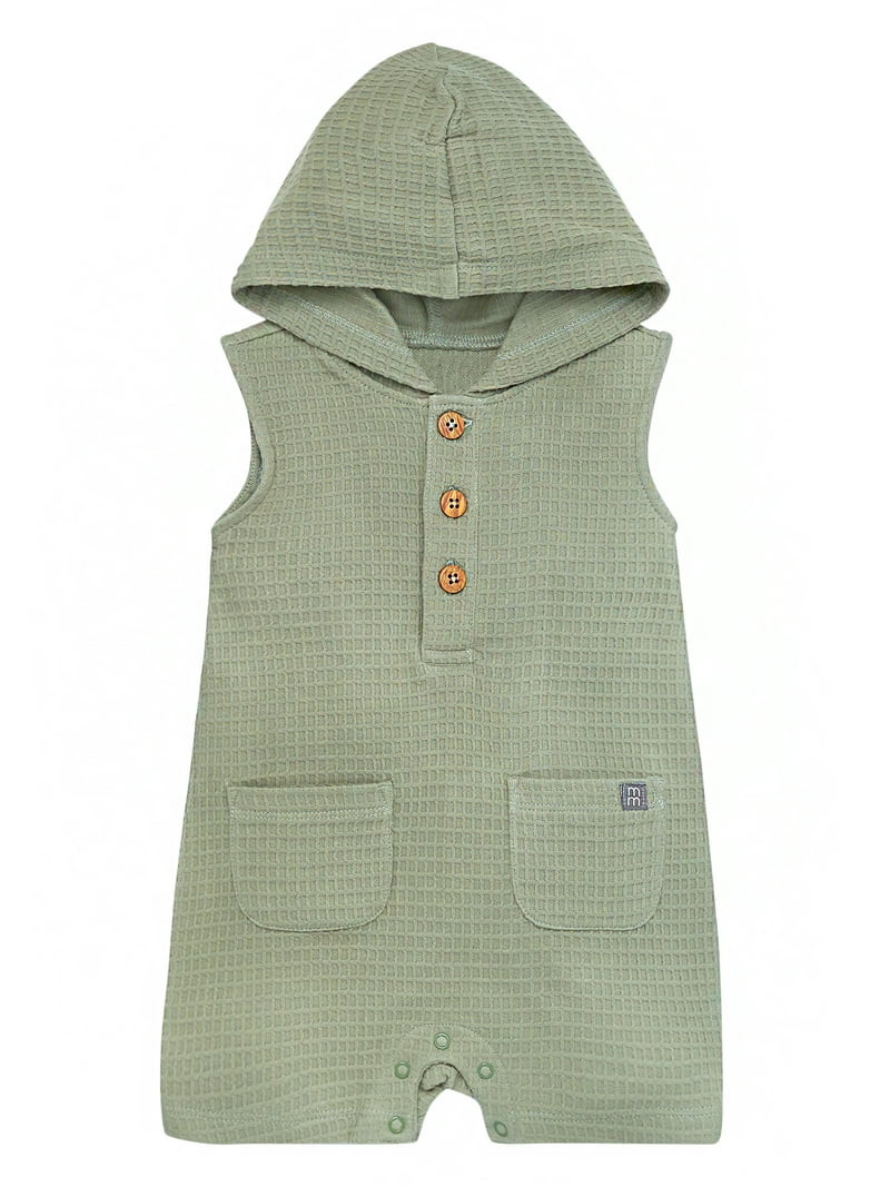 Modern Moments by Gerber Baby Boy Cotton Hooded Sleeveless Romper, Sizes 0/3 Months - 24 Months | Walmart (US)