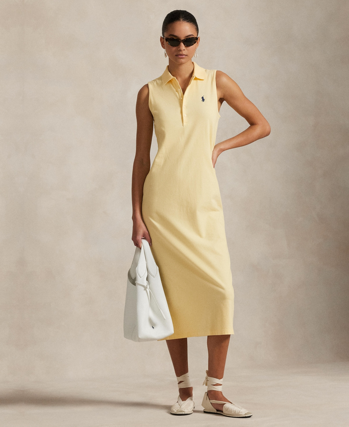 Polo Ralph Lauren Women's Stretch-Cotton Sleeveless Polo Dress - T-bird Yellow | Macy's