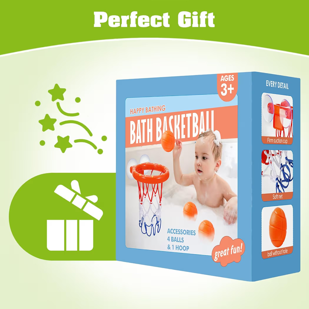 Bath Toys - Bathtub Basketball Hoop for Kids Toddlers - Bath Toys Shower Toys for Kids Ages 4-8,Suction Cup Basketball Hoop & 3 No Hole Balls Set for Boys Girls | Amazon (US)