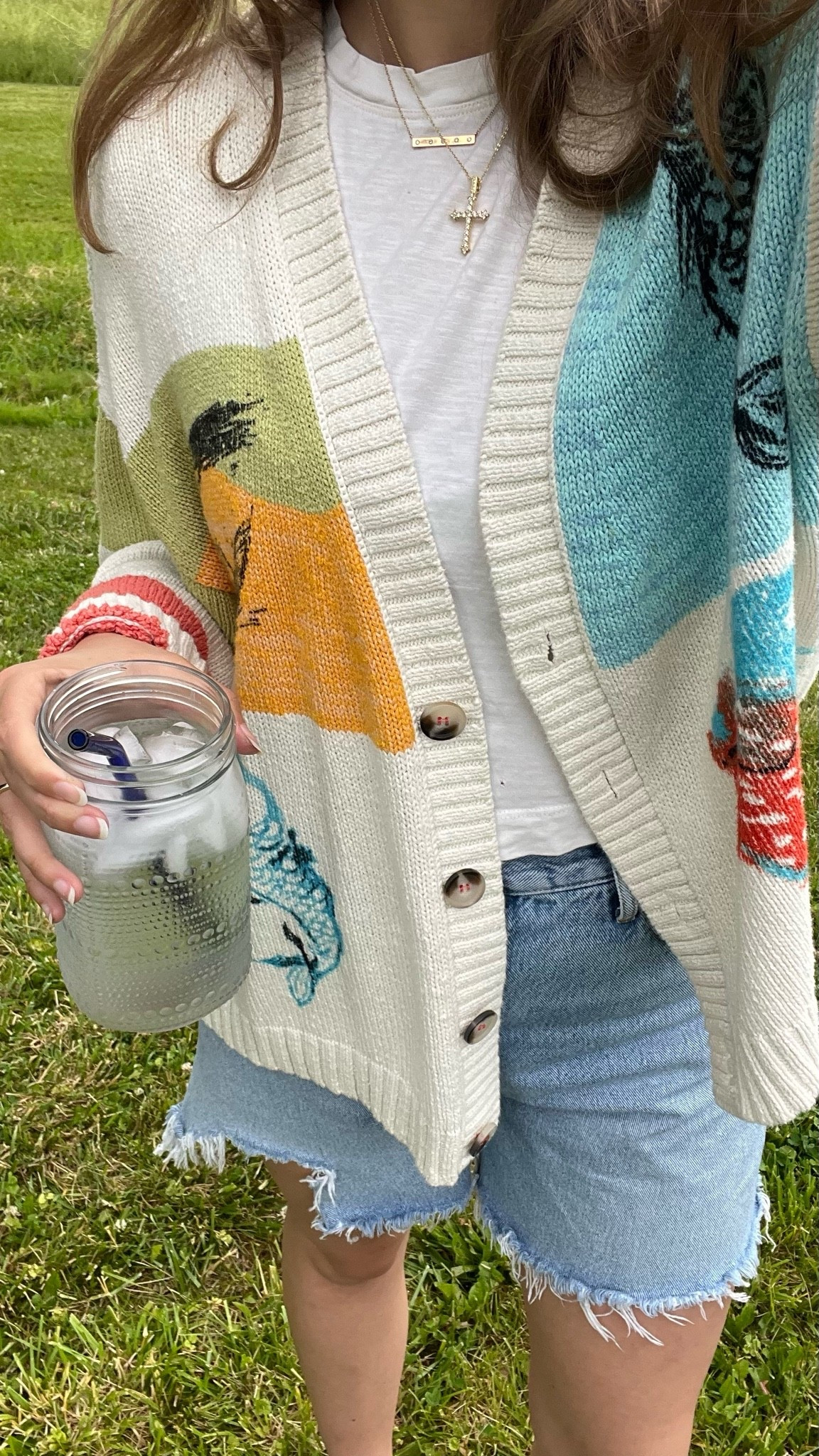 6/11/26 ⛵️ Need a lake day, pronto! Perfect effortless lake outfit for the chilly mornings! Cardi is from Nuuly, so I’ve wrangled some listings that are secondhand for it, but it does fit oversized (this is a small!). Tee from Redone, shorts as always from AGOLDE, these are the Parker long shorts (you can find them at Aritzia or Anthropologie). And a glass jar as a water bottle because we aren’t into microplastics anymore 😆

#LTKootd #LTKselfcare