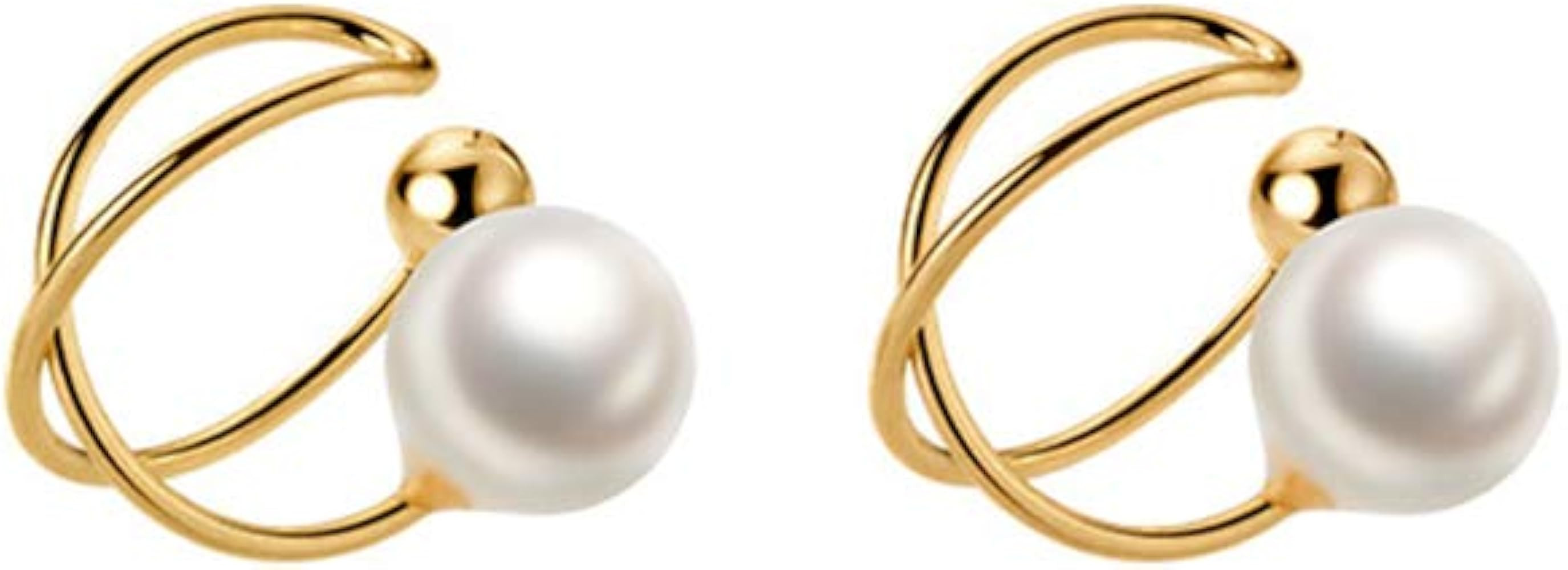Dainty Pearl Ear Cuffs Wrap Earrings Sterling Silver 14K Gold Plated Cross Criss Cartilage Huggie... | Amazon (US)