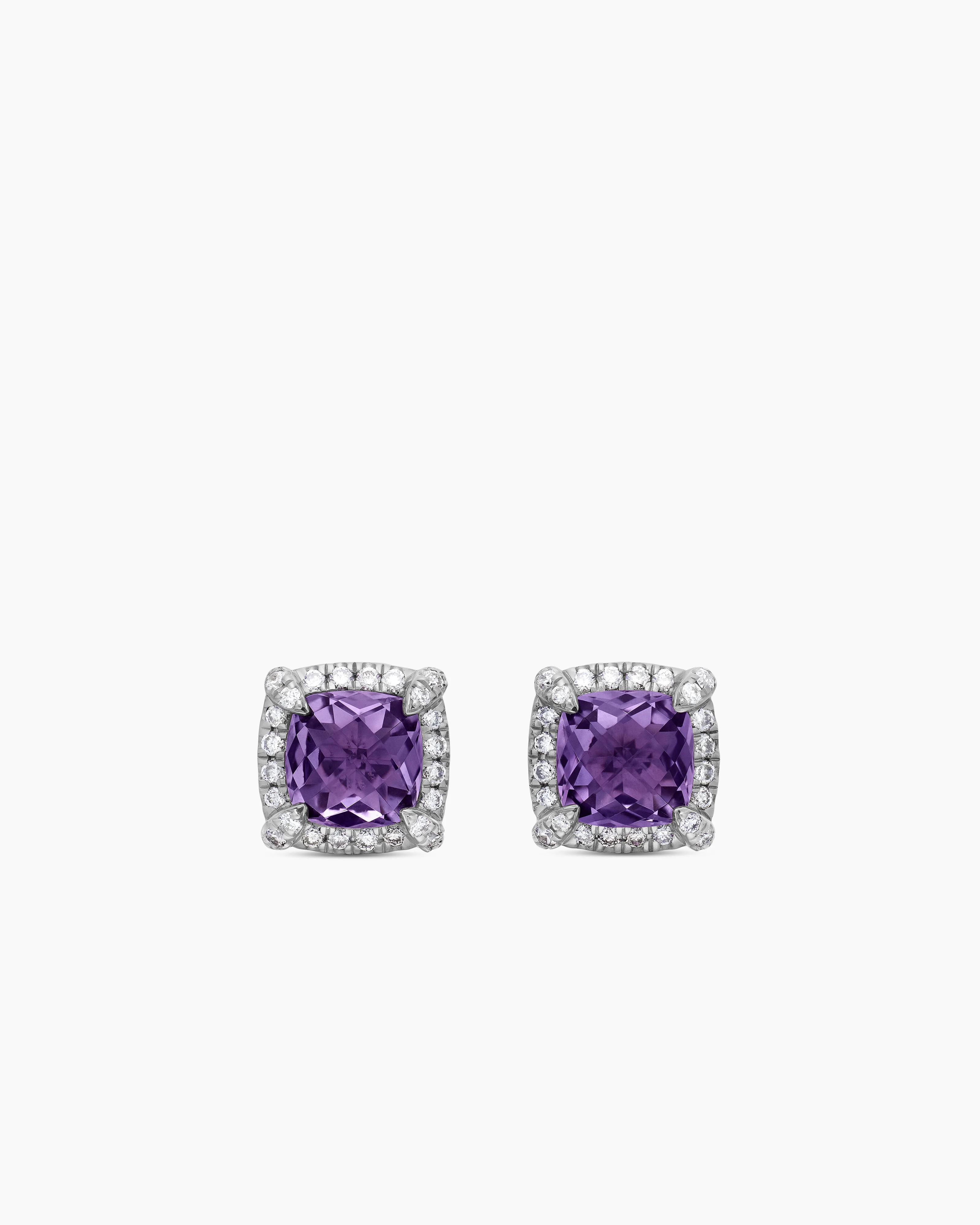 David Yurman | Petite Chatelaine® Pavé Bezel Stud Earrings in Sterling Silver with Amethyst and... | David Yurman