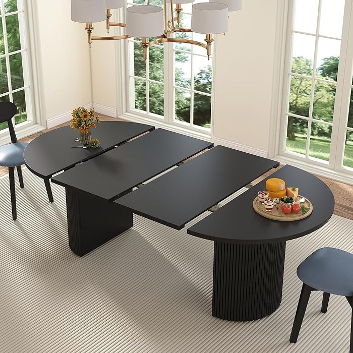 41 in-78 in Extendable Dining Room Table for 4-8, Round Expandable Kitchen Table with Fluted Base... | Amazon (US)